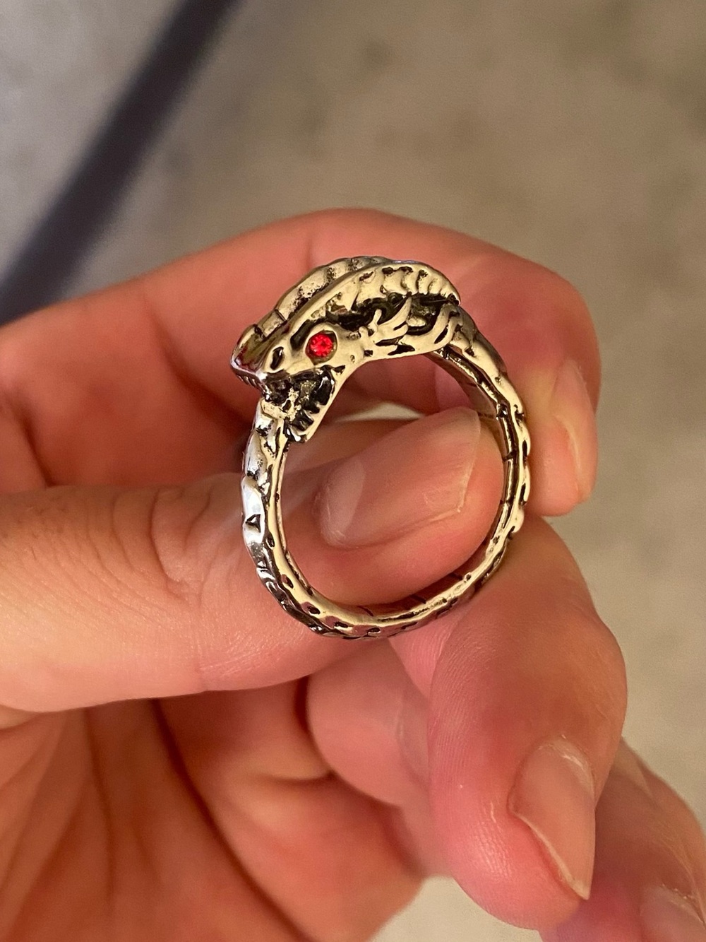 Serpent Ouroboros Ancient Egyptian Legend Tail Eating Snake Ring (925ss) Size 12